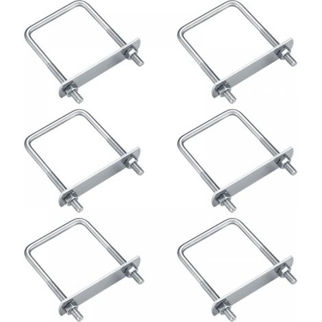 6 U-bolzen, M6 U-bolzen, U-bolzen Aus Edelstahl Mit Mutter, Unterlegscheibe, Spannbolzen Zur Befestigung Von Rohren (rechtwinklig 80x50mm)