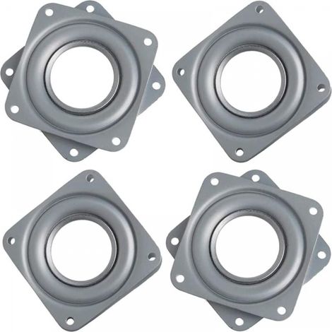 4 Stück Quadratische Drehlager, Flache Quadratische Drehscheibe, Lazy Susan, Drehteller Mit Lager Für Tisch, Stuhl, Fernseher, Sofa (silber)