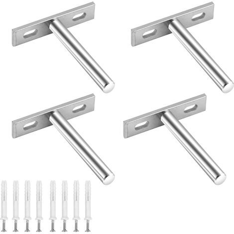 Set Aus 4 Unsichtbaren Wandregalträgern Aus Edelstahl Für Holzregale Und Wanddekorationen