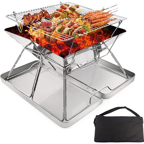 Faltbarer Holzkohlegrill, Ideal Für Camping, Picknick Und Garten.