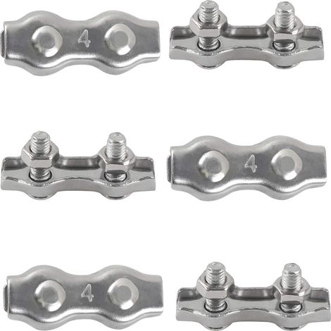 6-teiliger M4-duplex-kabelbinder Aus Edelstahl 304, Duplex-klemmen Für Drahtseile, Wäscheleinen, Metallseile, Sonnensegel, Hängende Patio-befestigung