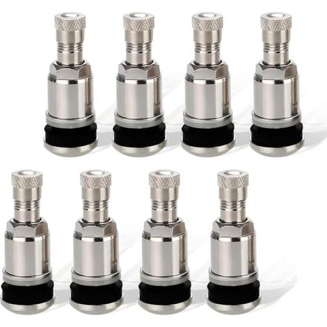 8-teiliges Reifenventil-set Für Autos, Universelle Reifenventile Mit 11 Mm Schaft Aus Edelstahl, Silberne Stahlventile Mit Staubschutzkappe Für Auto Und Motorrad