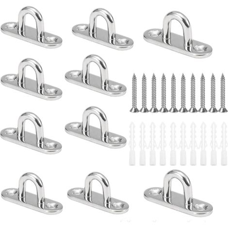 10 Stück M5 Deckenhaken In U-form Aus Edelstahl 304, Basis 15 X 45 Mm, Wandhalterung Mit Ösenplatten Zur Befestigung Von Seilen Auf Booten Oder Yoga-seilen Oder Zum Aufhängen Von Deckenleuchten