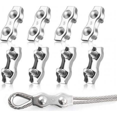 8 Stück M5 Duplex-kabelklemmen, Edelstahl 304 Kabelschellen Für Seile, 5 Mm Kabelklemme Für Metallseil-wäscheleinen Und Sonnensegel
