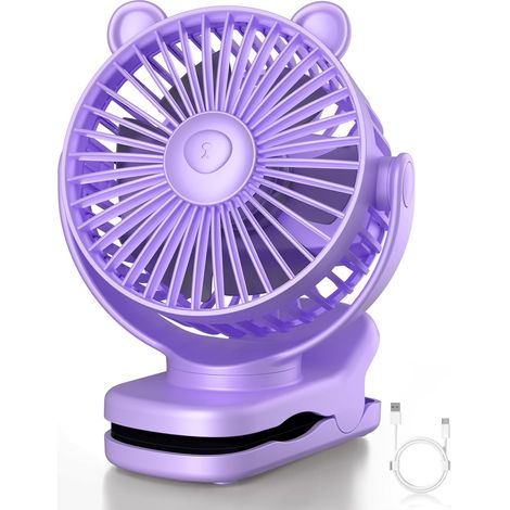 Tragbarer Wiederaufladbarer Personenventilator, 2000-mah-akku, 3 Ventilationsstufen, Unverzichtbar Auf Reisen, Violett