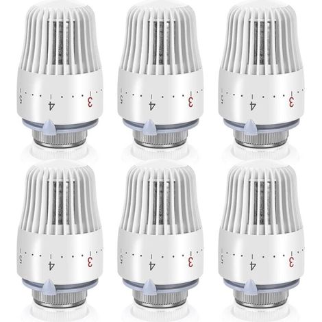Thermostatventil Für Heizkörper: 6 Stück Thermostatkopf Für Heizkörper, Heizkörperthermostat, M30 X 1,5, Weiß