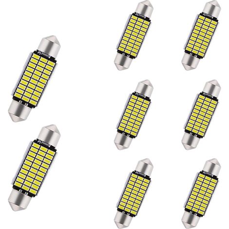 8er-pack Led-ampullen Für Autos, Canbus Fehlerfrei, 39 Mm, 12 V, 6500 K, 600 Lm, 33msd-3014-chipsatz, Cw5 Auto-innenleuchten Für Dachhimmel Und Kartenleselampen, Kennzeichenlampe, Weiß