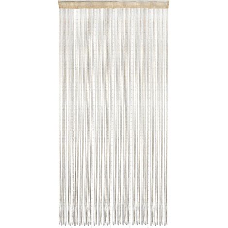 Türvorhang Aus Kristallperlen 200 X 99 Cm – Polyester Mit Glitzerndem Silbernen Band – Hängende Innendekoration