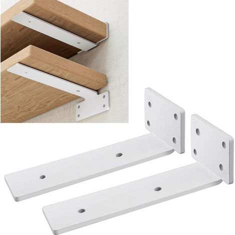 2er-set Robuste Wandhalterungen Für Regale, Mit Einer Hohen Tragfähigkeit Von 75 Kg, T-förmige Aufhängungsmontage, Wandhalter (weiß, 20 Cm)