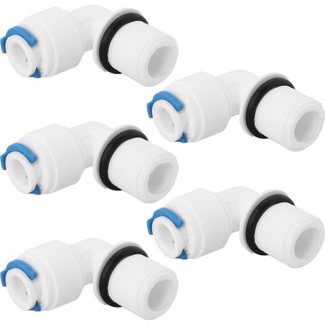 5er-pack 90°-gewindefittings, Außengewinde 1/4 Zoll Auf Außengewinde 1/4 Zoll, Winkelstück Für Die Installation Von Ersatzfiltergehäusen In Umkehrosmose-wasserfiltersystemen