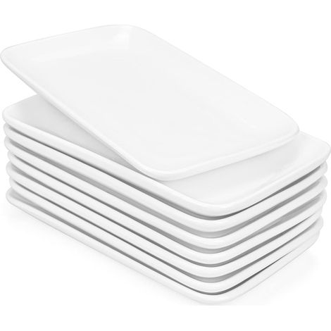 Azb 8-teiliges Set Rechteckiger Porzellanteller, Weiß, 20,3 Cm
