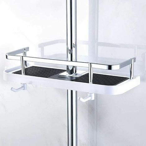 Wandmontierter, Verstellbarer Duschablagekorb, Aufbewahrungskorb Für Badezimmer Und Küche, Zur Befestigung Am Rohr, Rostfreier Metall-duschaufbewahrungshelfer, Praktischer Wandhalter, 30x12x6 Cm