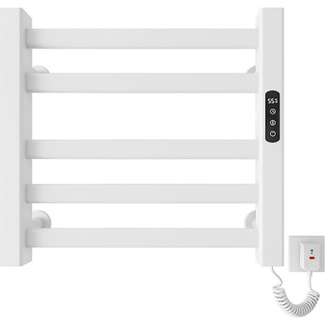 Elektrischer Handtuchwärmer Mit Digitaler Anzeige – Temperatureinstellbar Von 30 Bis 70°c – Timer 1 Bis 9 Stunden – Ipx5 Wasserdicht - R308-weiß
