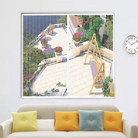 Magnetisches Mückenschutzgitter 130 X 150 Cm, Einfach Zu Öffnen Und Zu Schließen, Leicht Zu Installieren, Geeignet Für Schiebefenster – Weiß