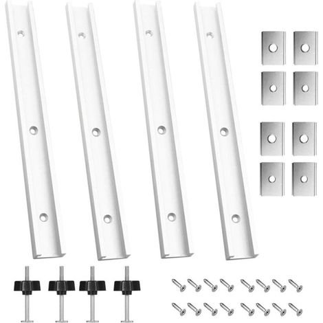 Set Aus 4 Aluminium-führungsleisten 400 Mm Mit M6- Und M8-muttern - Für Tischlerei Und Präzise Montage Auf Schablonen