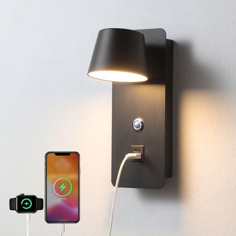 Moderne, Minimalistische Wand-nachttischlampe Für Schlafzimmer, Drehbare Usb-touch-led-leselampe Für Wohnzimmer