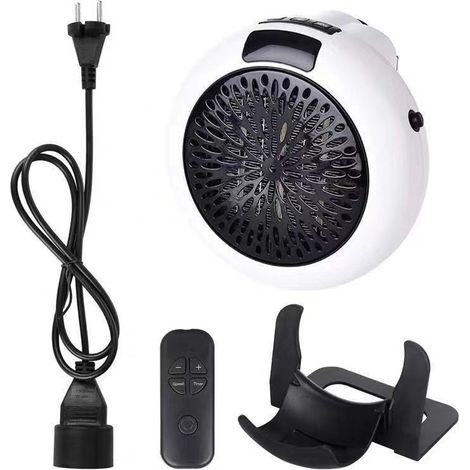 Wandmontierter Elektrischer Heizlüfter Mit Thermostat Und Zeitschaltuhr, Steckdosenheizung Mit Fernbedienung, Für Wohnzimmer, Schlafzimmer, Büro, Keramik 400 W, Weiß