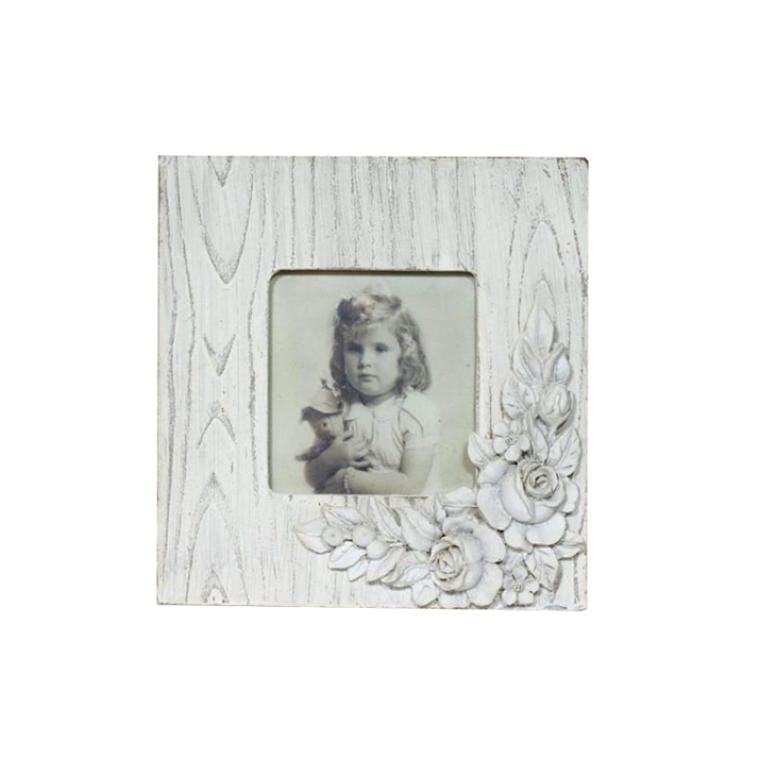 Quadratischer Holzfotorahmen Mit Geprägtem Dekor, 13,2 X 13,2 Cm