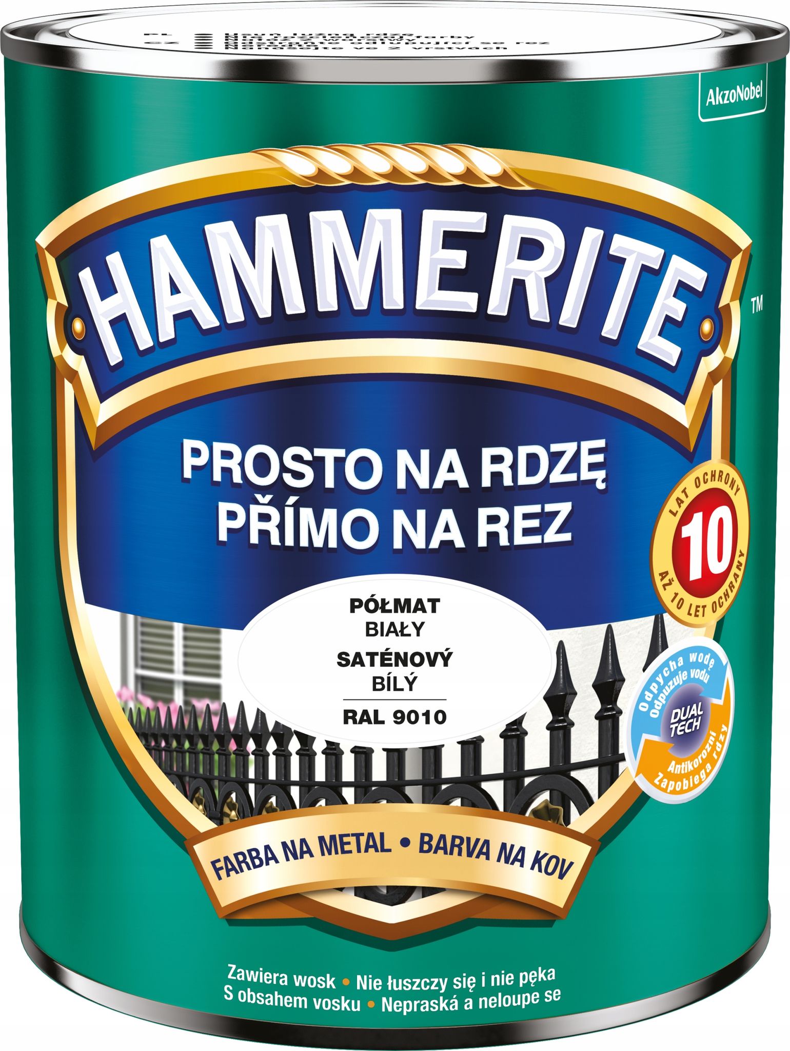 Hammerite Straight To Rust Metallfarbe Weiß Seidenglanz 0,7 L