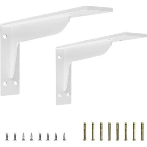 2er-set Robuste Weiße Metall-wandhalterungen, 14 Cm, L-förmig