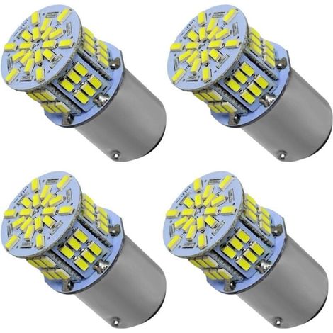 1157 Blanc Led-lampen, 4 Stück Weiß 6000-7000k 12v-24v P21/5w 1214lm Led-lampen Für Bremslichter, Blinker Und Scheinwerfer