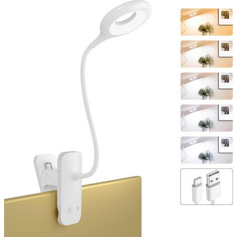 Led-leseleuchte Mit Klemme, Kann Am Kopfende Des Bettes Befestigt Werden, Kabellose Batteriebetriebene Tragbare Lampe, Geeignet Für Bettgestelle Und Schreibtische (weiß).