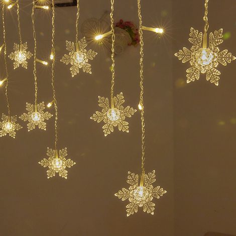 Lichtgirlande, Lichtvorhang, 4 M Leds Schneeflocken-weihnachtslichter Mit 8 Beleuchtungsmodi, Dekoration Für Fenster, Weihnachten, Hochzeit, Geburtstag, Zuhause, Party, Warmweiß