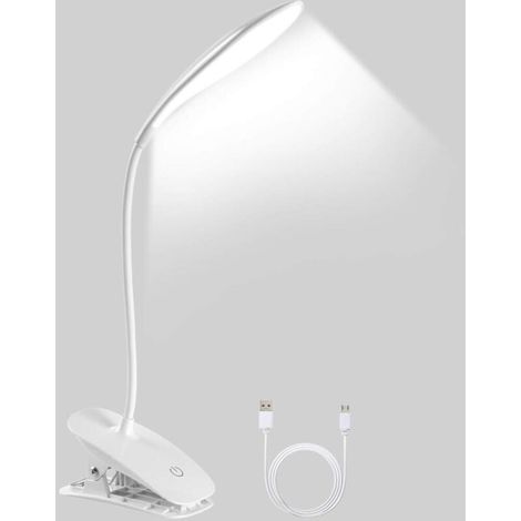Klemmleuchte Mit Led, Wiederaufladbar Über Usb, 360° Verstellbar, Mit 3 Helligkeitsstufen Zum Lesen