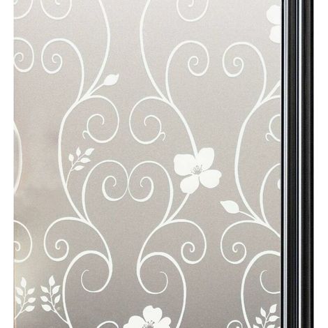 Blickdichte Fensterfolie, Dekorative Fensterfolie, Uv-schutz, 40x200 Cm, Weiße Blume