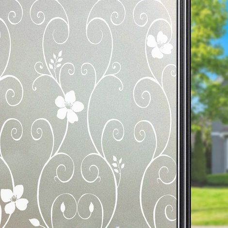 Fensterfolie Sichtschutz Selbstklebend Für Glas Sichtschutz Elektrostatik Opaque Fensterfolie Dekorativ Für Fenster, Anti-uv 40 X 200 Cm, Weiße Blume