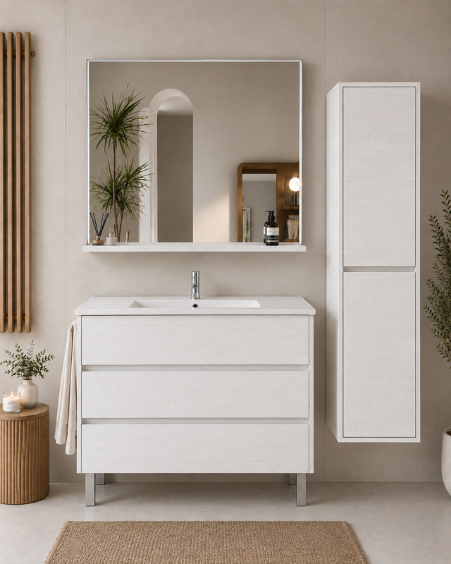 Badmöbel Mit Waschbecken Origenbath Imperia Ohne Spiegel 120x45 Cm 1 Becken Nordisch Weiß Mit Säule