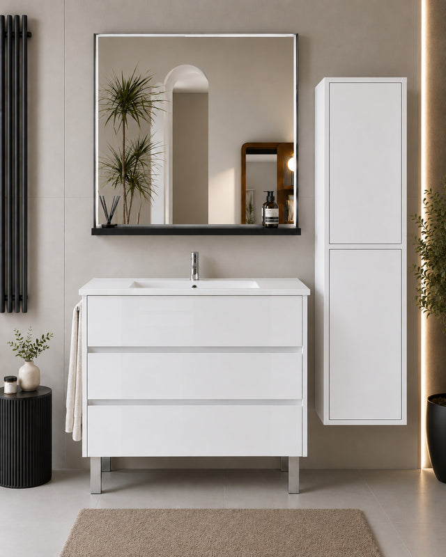 Badmöbel Mit Waschbecken Origenbath Imperia Ohne Spiegel 120x45 Cm 1 Becken Weiß Mit Säule
