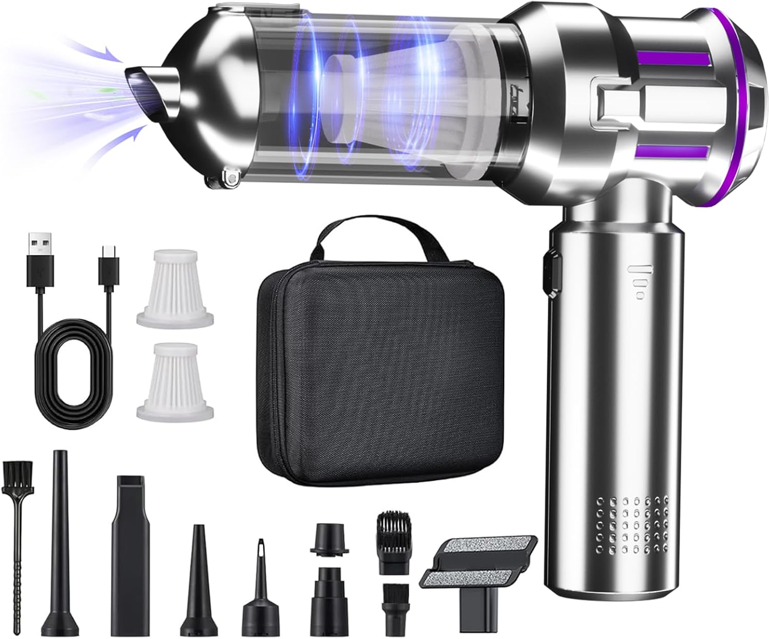 Handstaubsauger, Autostaubsauger 22000 Pa, Waschbarer Hepa-filter, 3 Geschwindigkeitsstufen, Hohe Leistung, Kabelloser Mini-staubsauger Für Sofas, Tierhaare Und Teppiche