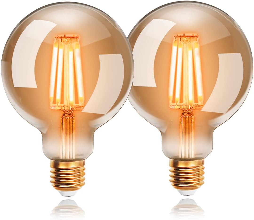 6-w-edison-vintage-g80-led-lampen, Warmweiß (2200 K), E27-fassung, Entspricht Einer Herkömmlichen 6-w-glühbirne, Retro-glühbirne, Antike Dekorationslampe, Nicht Dimmbar, 2er-pack