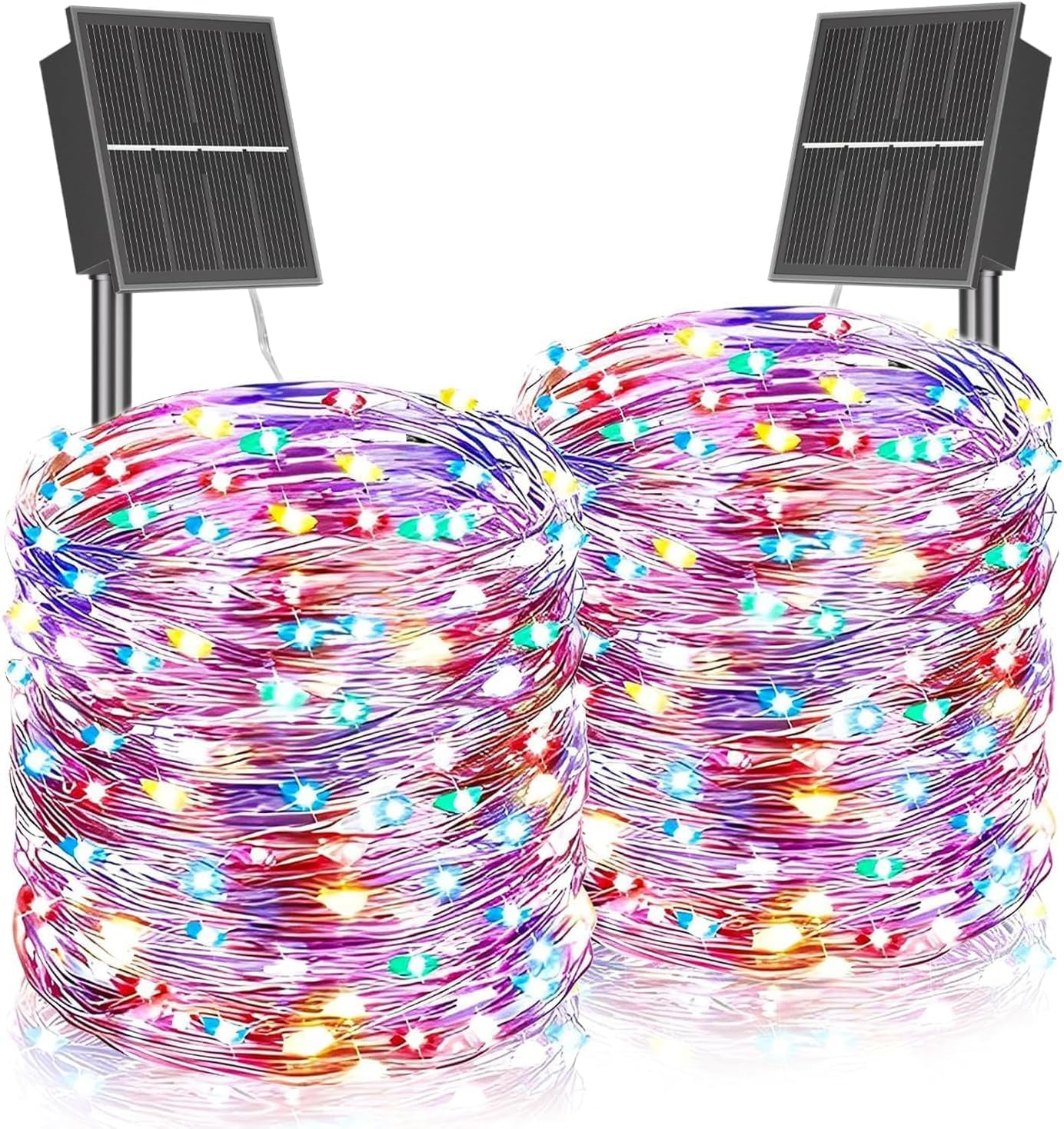Solar-lichterkette Für Den Außenbereich – 2 X 22 M – 200 Leds – Wetterfest – 8 Modi – Ip65 – Wasserdicht – Weihnachtsdekoration – Für Balkon, Garten, Party – Mehrfarbig