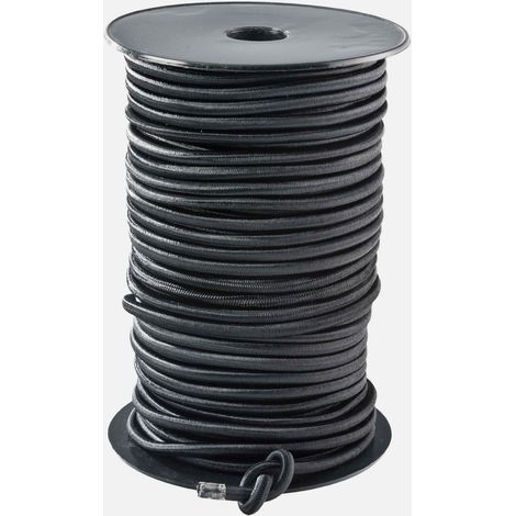 Schwarzes, Elastisches Bungee-seil, 4 Mm X 50 M – Gummi Und Polypropylen – Uv-beständig – Für Planen Und Abdeckungen