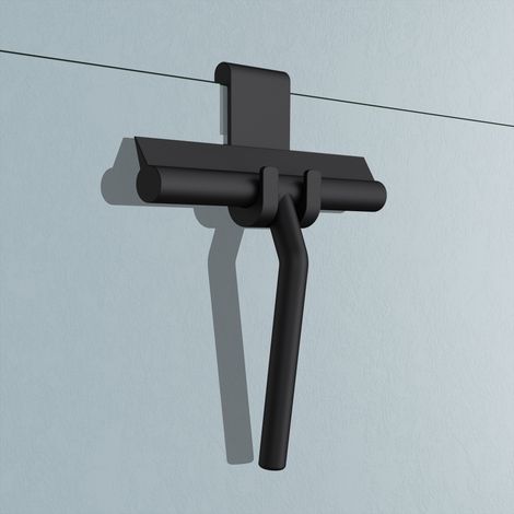 Duschabzieher Aus Mattschwarzem Silikon – Wandmontage Ohne Bohren – Ergonomischer, Rutschfester Griff – 19 X 21 Cm Für Glatte Oberflächen