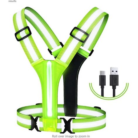 Ahlsen Led-reflexweste Zum Laufen, Wiederaufladbare Led-reflexweste Zum Radfahren, Verstellbarer Reflexgurt, Fluoreszierende Unisex-weste Zum Wandern, Joggen Und Spazierengehen Bei Nacht