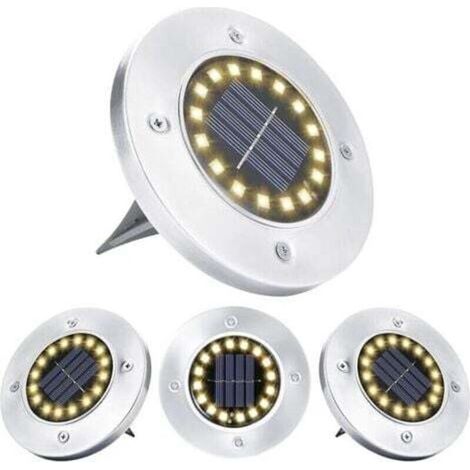 Solarbetriebene Bodenleuchten Für Den Außenbereich – 4 Stück, 16 Warmweiße Leds, Wasserdicht, Edelstahl, Für Garten, Terrasse, Einfahrt Und Garage