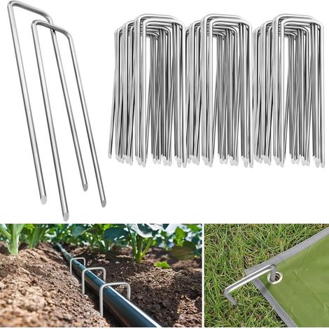 50 Stück U-förmige Gartenpfähle 150 Mm X 30 Mm, Verzinkte Stahl-befestigungspfähle Für Unkrautvlies, Gartenklammern Für Unkrautvlies – Rostfrei