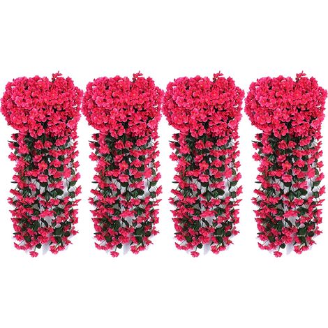 8 Künstliche Hortensien-dekorationsstücke, Künstliche Blumenranken, Dekorative Hängepflanzen Für Die Wand, Rote Rose