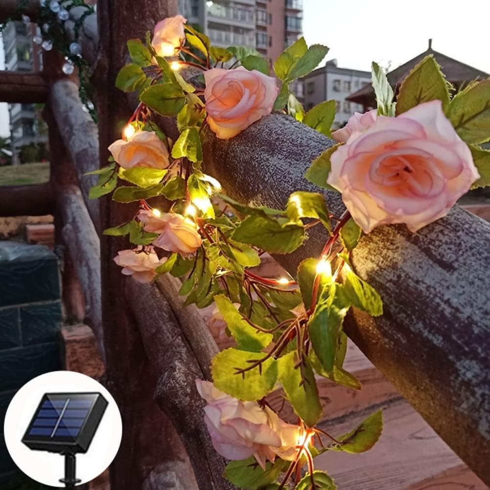 Blumenförmige Lichterkette, 5 M, 50 Leds, Solarbetrieben, Für Garten, Hof, Baum, Zaun, Weihnachten, Partys, Feiertage
