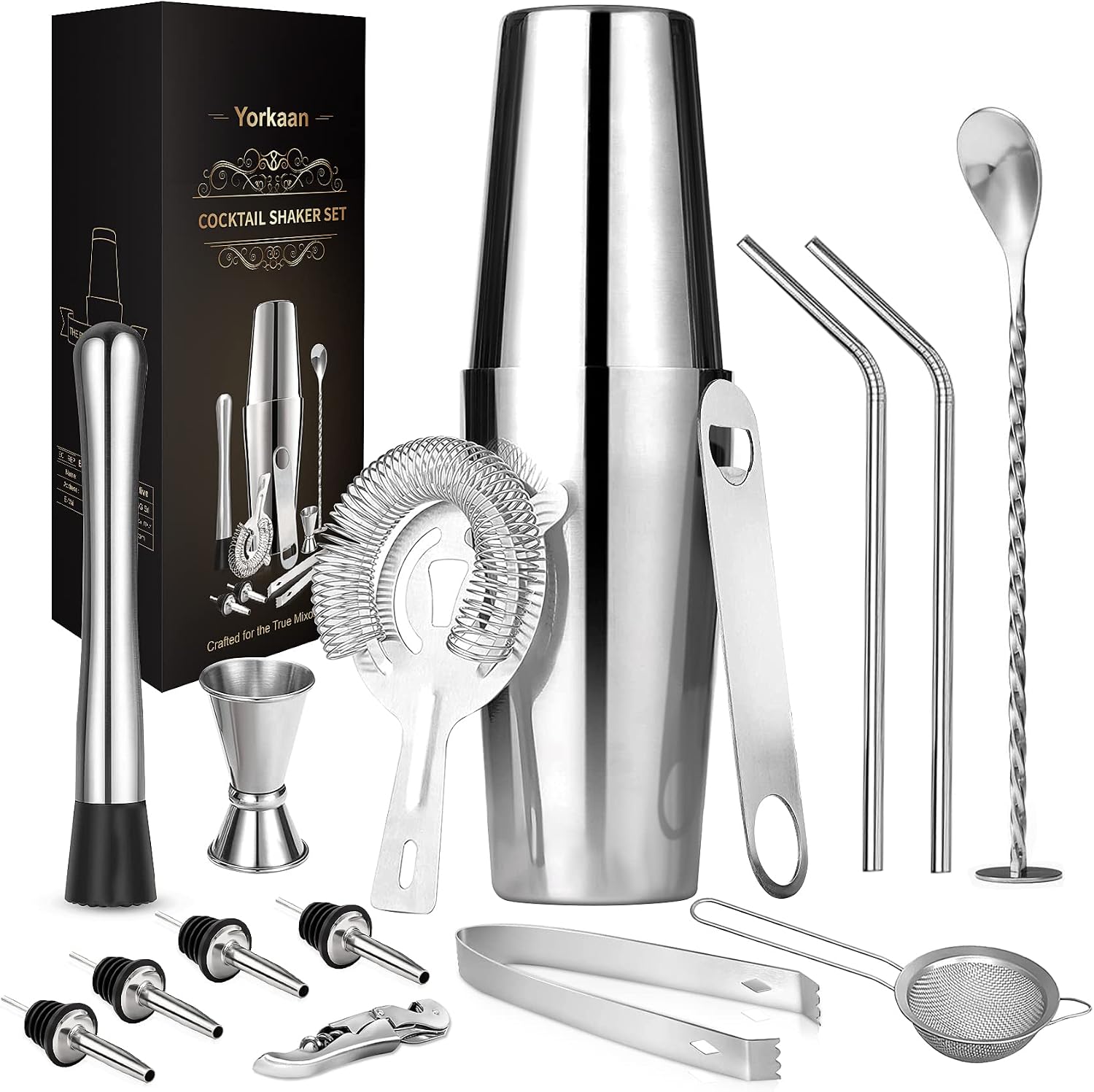 Cocktail-shaker-set 750ml, 15-teiliges Cocktail-set Aus Edelstahl, Bar-werkzeug-cocktail-shaker-set Für Bar, Party, Hochzeit, Feier.