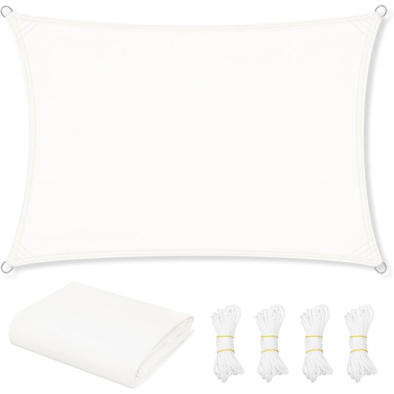 Wasserdichtes Sonnensegel 4 X 6 M – 200 G/m² Polyester – 95 % Uv-schutz – Wasserabweisende Ausrüstung – Rutschfeste Edelstahlringe