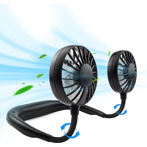 Wiederaufladbarer Nackenventilator Per Usb – 3 Geschwindigkeitsstufen – Ventilator Mit Led – 2000-mah-akku