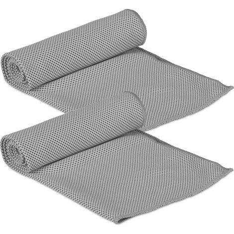 Kühlendes Handtuch, 4er-set, Mikrofaser, Für Nacken, Sport, 90 X 30 Cm, Mit Box, Yoga-stoff, Grau