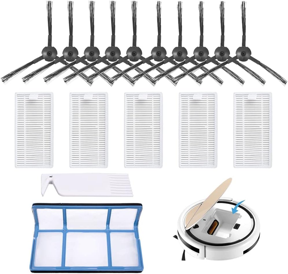 Staubsaugerzubehör, Ersatzfilterbürsten-set Für Ilife V3 V3s V5 V5s V5pro (1 Hauptfilter + 5 Filter + 10 Seitenbürsten + 1 Reinigungsbürste)