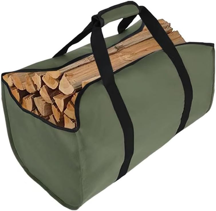 Zusammenfaltbarer Brennholzsack, Holztragetasche, Wasserabweisend, Strapazierfähige Aufbewahrungstasche Aus Canvas Für Kamine, Holztragetasche Mit Griff Für Den Innen- Und Außenbereich
