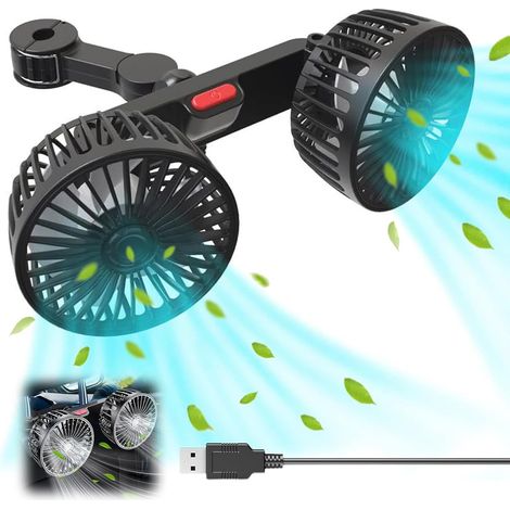 5v-autolüfterdoppelkopf-autolüfter Mit Saugnapf, Tragbarer Autolüfter Mit 360-grad-drehung, Autolüfter Mit 2 Geschwindigkeitsstufen