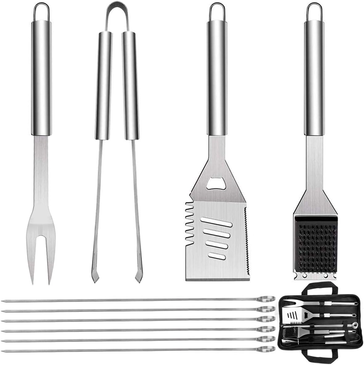 10-teiliges Grillbesteck-set, Edelstahl-grillutensilien-set Für Den Außenbereich Mit Aufbewahrungstaschen Für Picknicks Und Outdoor-aktivitäten…